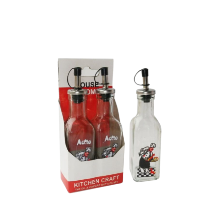 Комплект стъклени бутилки – 2 бр., 250 мл, стъкло и метал -  модел 11214