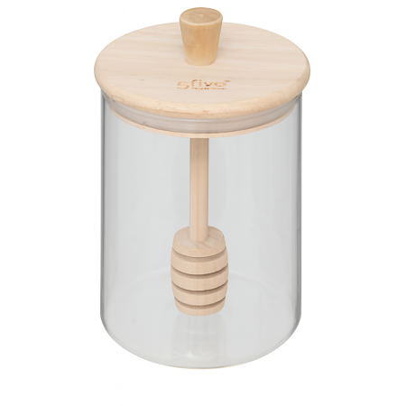 Стъклен буркан за мед с бамбуков капак и лъжичка - модел 11253