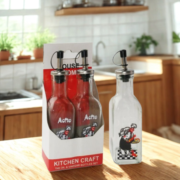 Комплект стъклени бутилки – 2 бр., 250 мл, стъкло и метал -  модел 11214