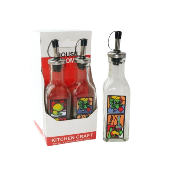 Комплект стъклени бутилки – 2 бр., 250 мл, стъкло и метал -  модел 11214