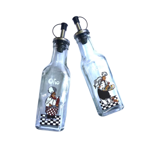 Комплект стъклени бутилки – 2 бр., 250 мл, стъкло и метал -  модел 11214