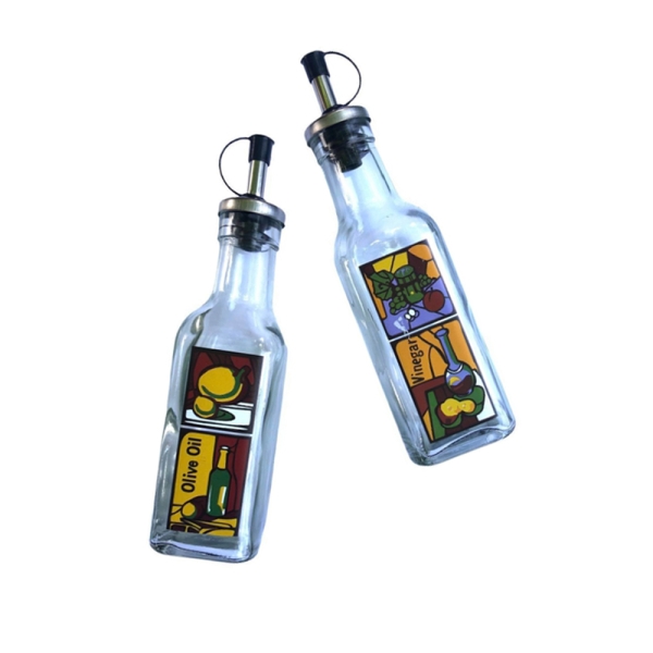 Комплект стъклени бутилки – 2 бр., 250 мл, стъкло и метал -  модел 11214