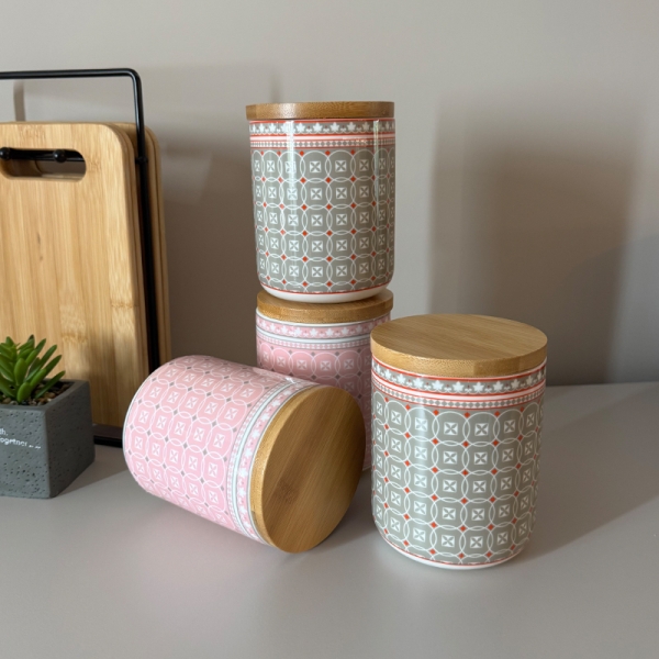 Буркан порцелан Винтидж с бамбуков капак - модел 11265