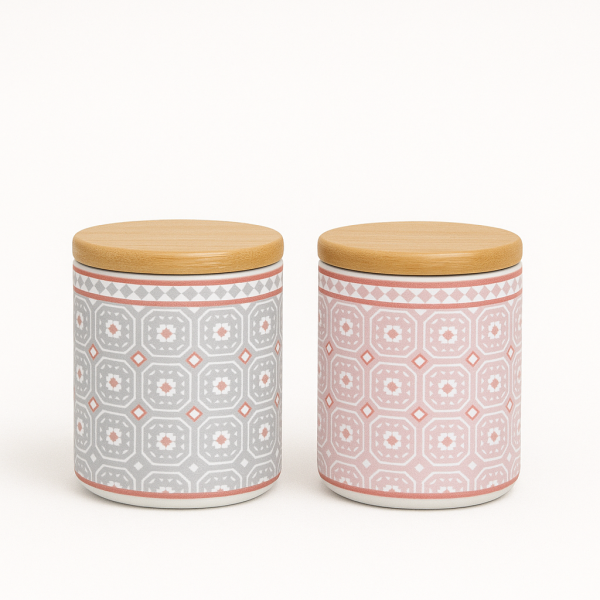 Буркан порцелан Винтидж с бамбуков капак - модел 11265