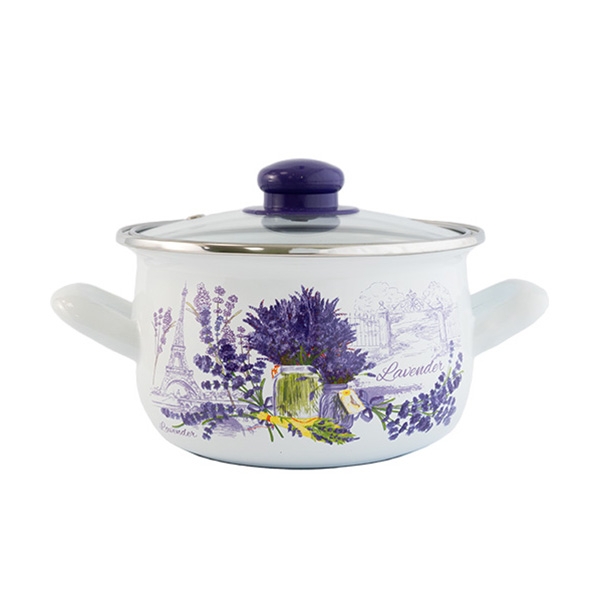 Тенджера емайл със стъклен капак Лавандула 3.8 л 10766