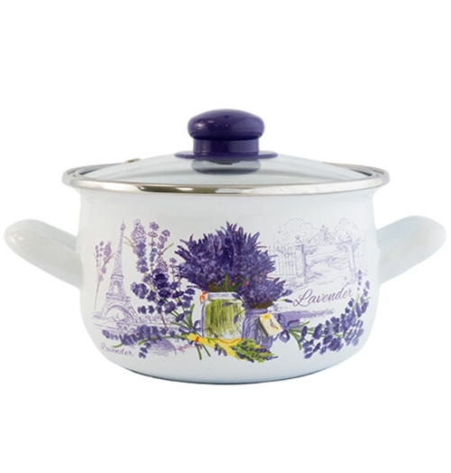 Тенджера емайл със стъклен капак Лавандула 6.2 л - модел 11164