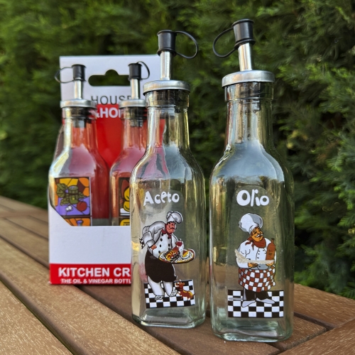 Комплект стъклени бутилки – 2 бр., 250 мл, стъкло и метал -  модел 11214