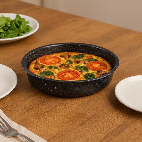 Кръгла емайлирана тава Ø32 см с мраморно покритие – модел 11243