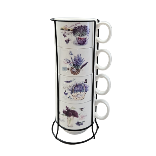 Комплект порцеланови чаши на стойка малки 10946