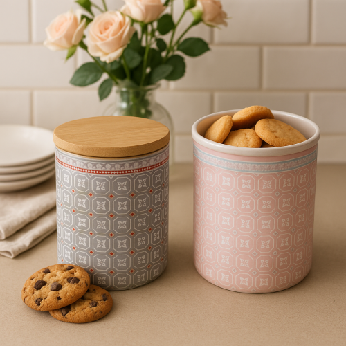 Буркан порцелан Винтидж с бамбуков капак - модел 11265