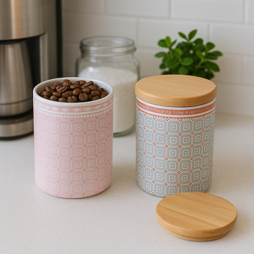 Буркан порцелан Винтидж с бамбуков капак - модел 11265