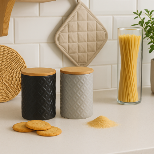 Буркан порцелан с бамбуков капак - модел 11264