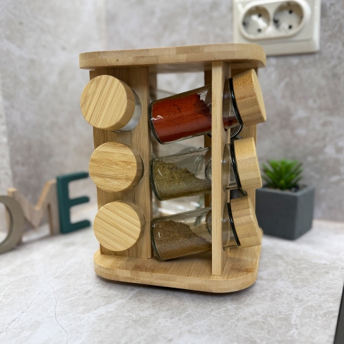 Комплект бурканчета 12 бр. за подправки с въртяща стойка - модел 11279