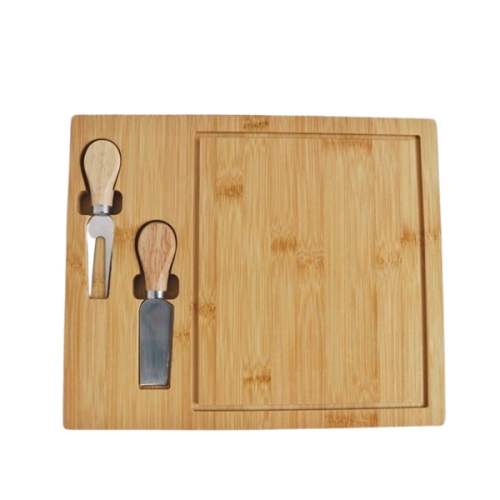 Бамбукова дъска 2 ножа 10840